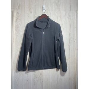 Vintage Bebe Fleece Jacket Womens small p Black Sport Track Casual Full Zip y2k